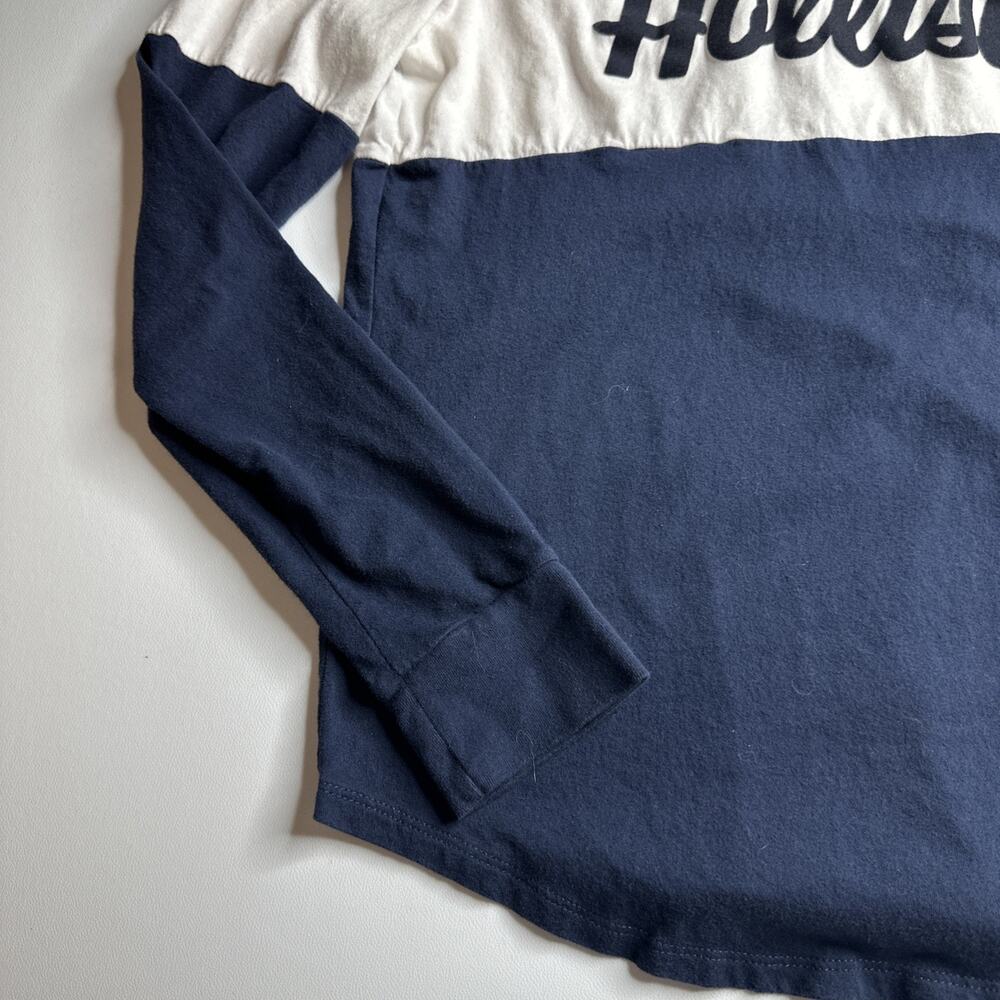 Hollister Colorblock Long Sleeve Graphic Tee Small Red White Navy Blue USA - Picture 4 of 10